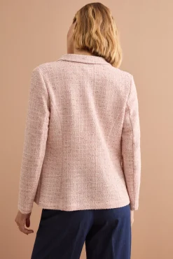 Giacca Aperta in Misto Cotone Bouclé con Lurex - ROSA