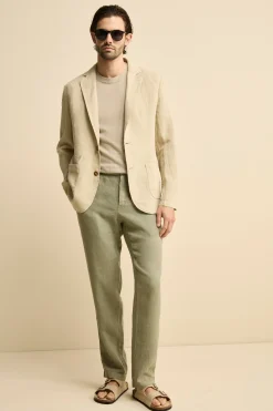 Giacca Beige in Lino - BEIGE