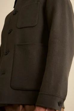 Giacca Camicia in Misto Lana - GRIGIO SCURO