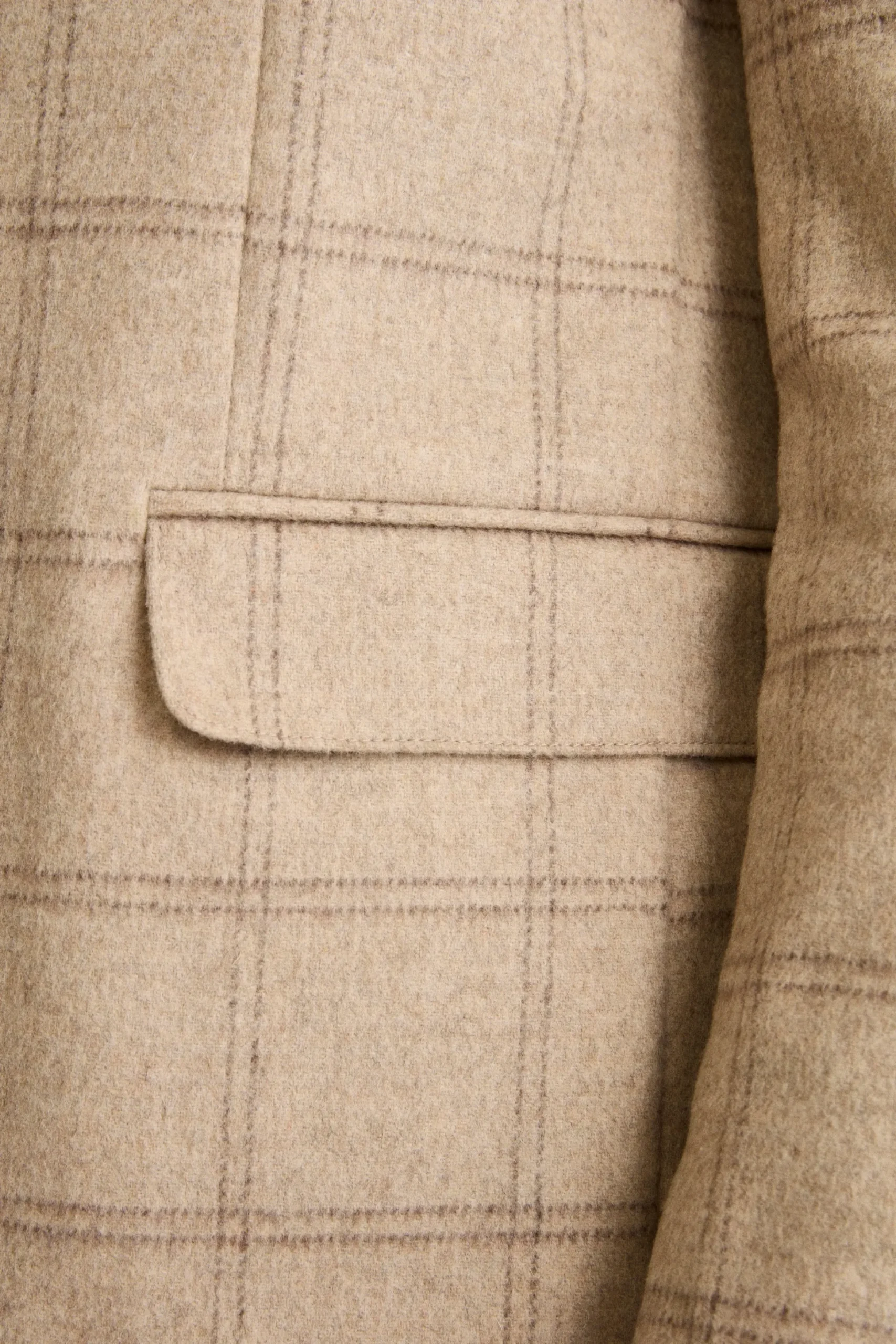 Giacca Check Destrutturata in Misto Lana - BEIGE
