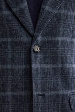 Giacca Check Destrutturata in Misto Lana - BLU