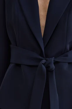 Giacca Elegante da Cerimonia in Cady con Cintura - BLU