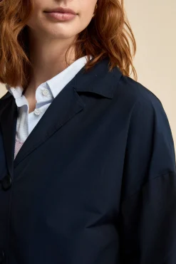 Giacca Impermeabile Sfoderata in Misto Cotone - BLU