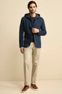 Giacca in Cotone con Pettorina e Cappuccio - BLU