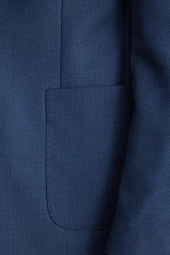 Giacca Monopetto Foderata Slim Fit in Pura Lana Vergine - FANT. BLU