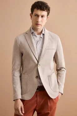 Giacca Monopetto Slim Fit con Revers Classico - NATURALE