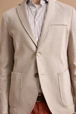 Giacca Monopetto Slim Fit con Revers Classico - NATURALE