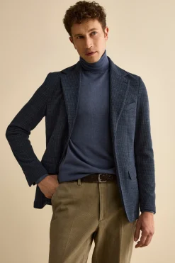 Giacca Sfoderata Slim Fit in Misto Cotone - BLU