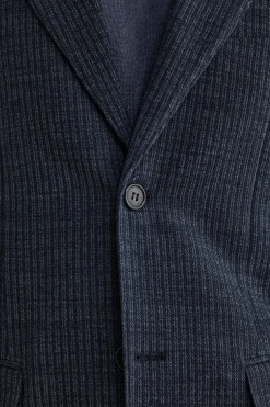 Giacca Sfoderata Slim Fit in Misto Cotone - BLU