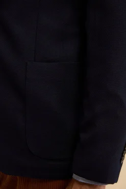 Giacca Slim Fit Monopetto in Lana Vergine - BLU