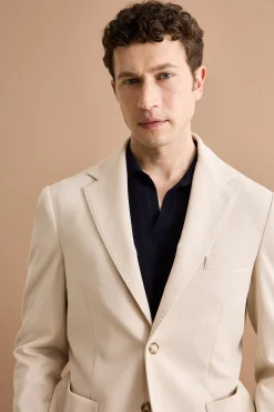 Giacca Slim Fit Semifoderata Revers Classico - BEIGE
