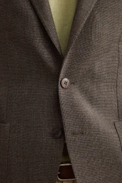 Giacca Slim Fit Semifoderata in Lana Vergine - MARRONE