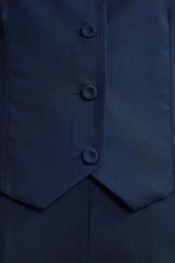 Gilet Elegante in Lana Vergine con Bottoni - BLU