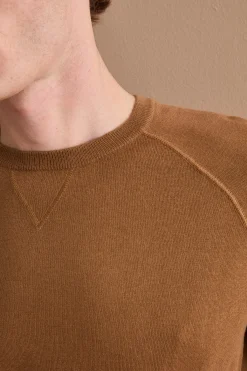 Girocollo Felpa in Seta e Cashmere - TABACCO