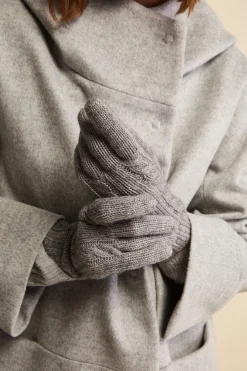 Guanti Trecce in Lana e Cashmere - GRIGIO CHIARO