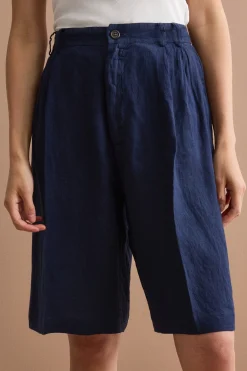 Jorts in Lino con Pinces - NAVY