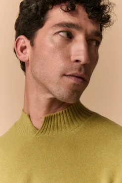Lupetto con Spacco in Lana e Cashmere - LIME