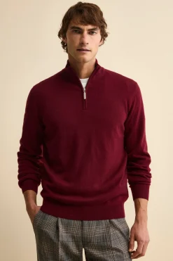 Lupetto con Zip in Lana e Cashmere - BORDEAUX