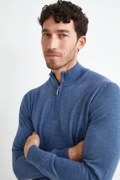 Lupetto con Zip in Lana Merino - JEANS