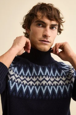 Lupetto Jacquard Norvegese in Lana Merino - BLU/AZZURRO