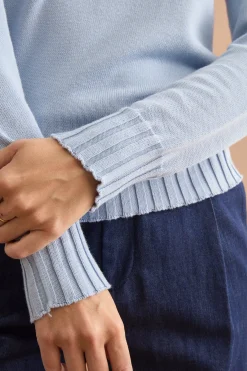 Maglia Barchetta in Cotone con Manica Raglan - AZZURRO