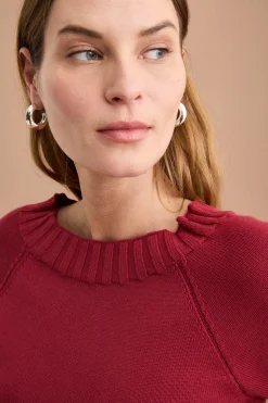 Maglia Barchetta in Cotone con Manica Raglan - BORDEAUX