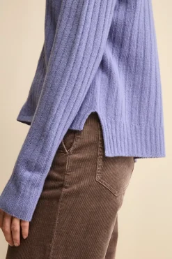 Maglia Barchetta Lavorata in Lana e Cashmere - LAVANDA