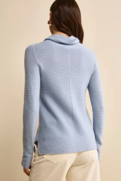 Maglia con Spacchi in Lana Merino - AZZURRO