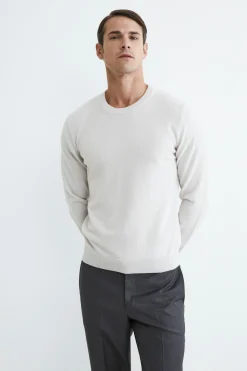 Maglia girocollo in cashmere - BEIGE