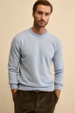 Maglia girocollo in lana - AZZURRO