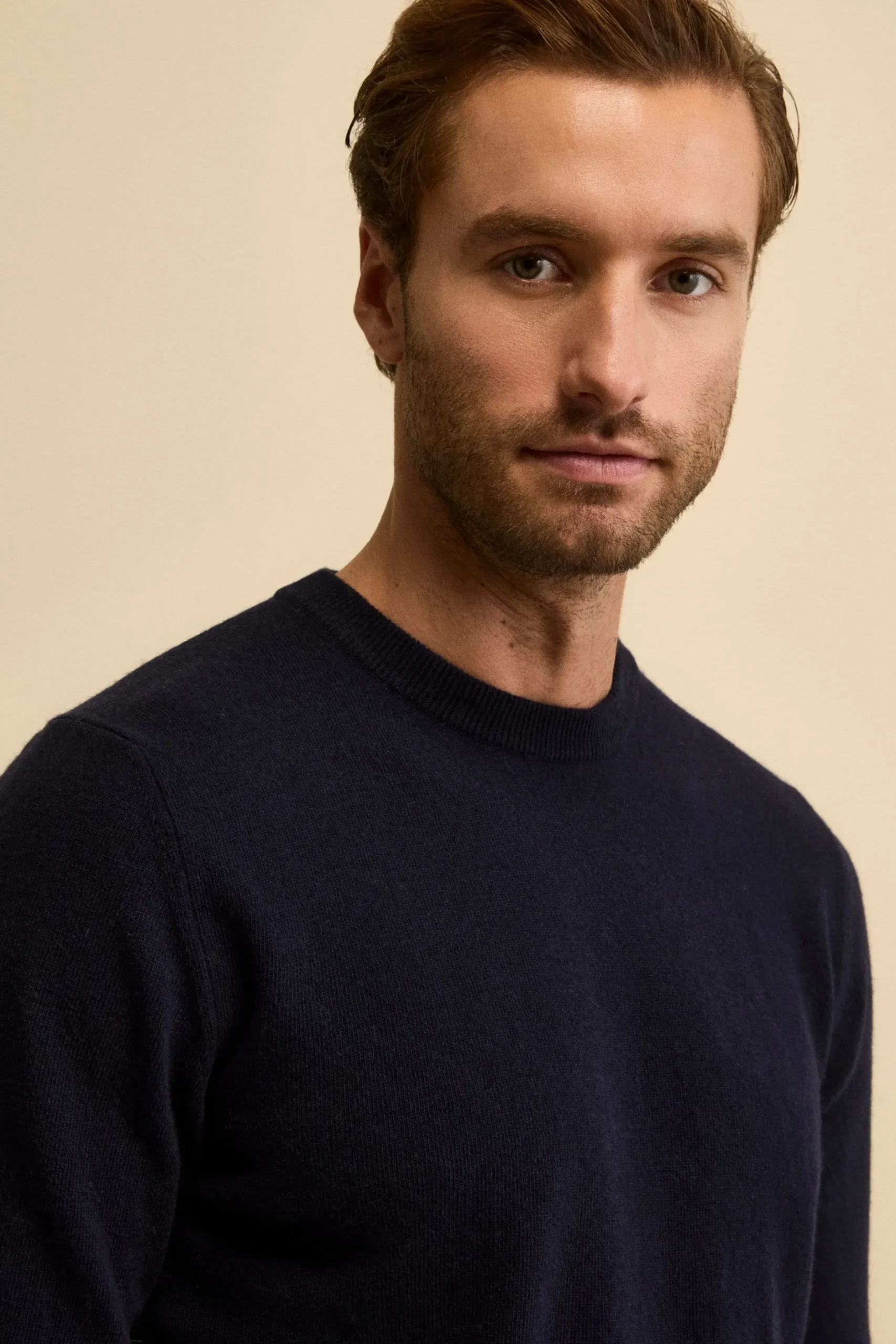 Maglia girocollo in lana - BLU NOTTE
