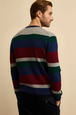 Maglia Girocollo Rigata in Lana e Cashmere - MULTICOLORE