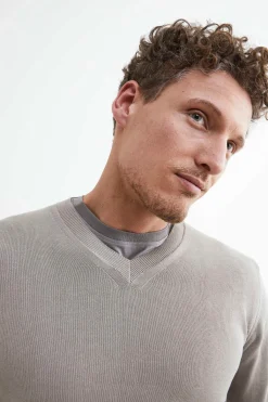 Maglia scollo a V - SABBIA