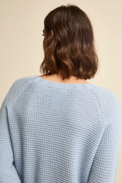 Maglia Scollo Barchetta in Lana Merino Lavorata - AZZURRO