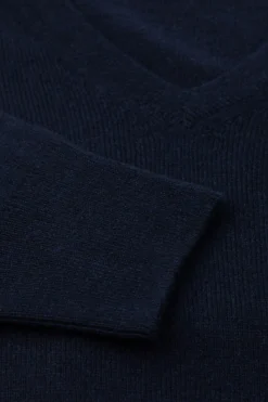 Maglia scollo V in cashmere - BLU