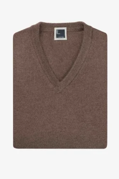 Maglia scollo V in cashmere - CACAO