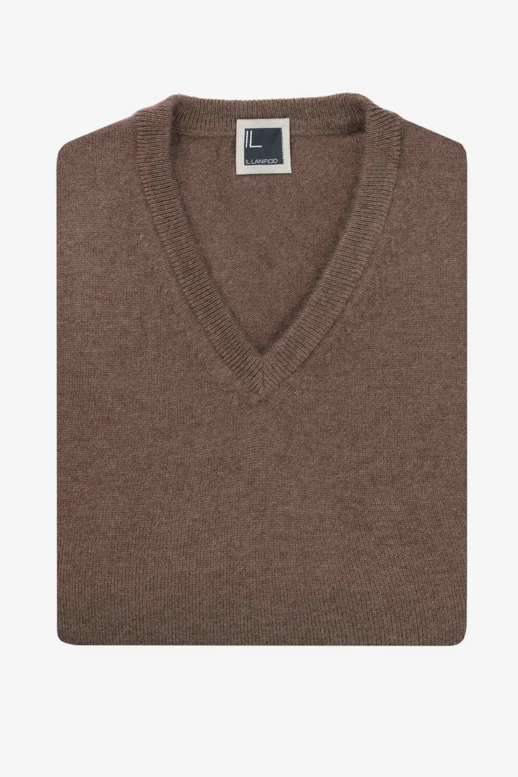 Maglia scollo V in cashmere - CACAO