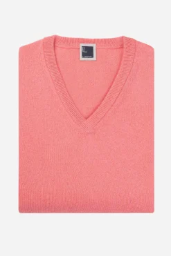 Maglia scollo V in cashmere - ROSA