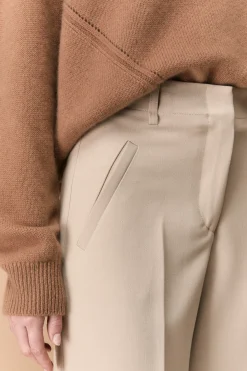 Pantalone a palazzo con piega - PANNA