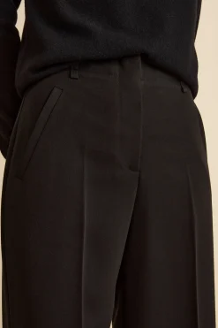 Pantalone a palazzo con piega - NERO
