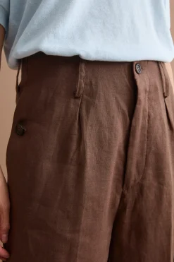 Pantalone Cargo in Lino con Pinces - T.MORO