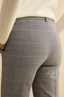 Pantalone Check a Sigaretta con Risvolto - GALLES GRIGIO