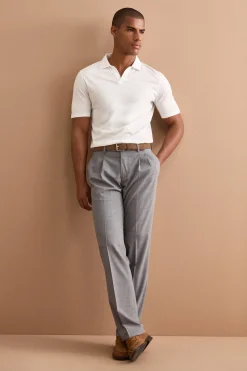Pantalone Gamba Dritta con Pinces in Misto Lana - GRIGIO CHIARO