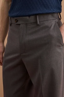 Pantalone Gamba Larga in Misto Lana con Piega - ANTRACITE