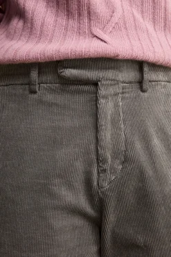 Pantalone Gamba Larga in Velluto a Coste - GRIGIO