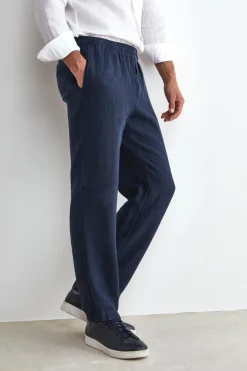 Pantalone in Lino con Coulisse - BLU NOTTE
