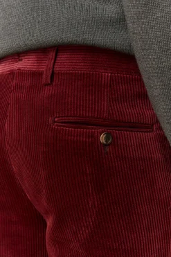 Pantalone in Velluto Regular Fit - BORDEAUX
