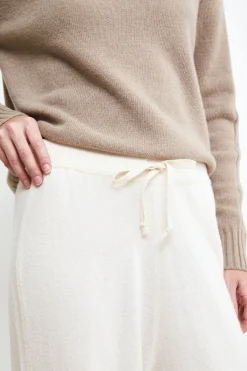 Pantalone Jogger in lana e cashmere - LATTE