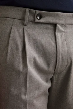 Pantalone Pinces Gamba Larga in Misto Lana - GRIGIO MELANGE