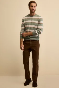 Pantalone Regular Fit in Cotone Stretch - CACAO